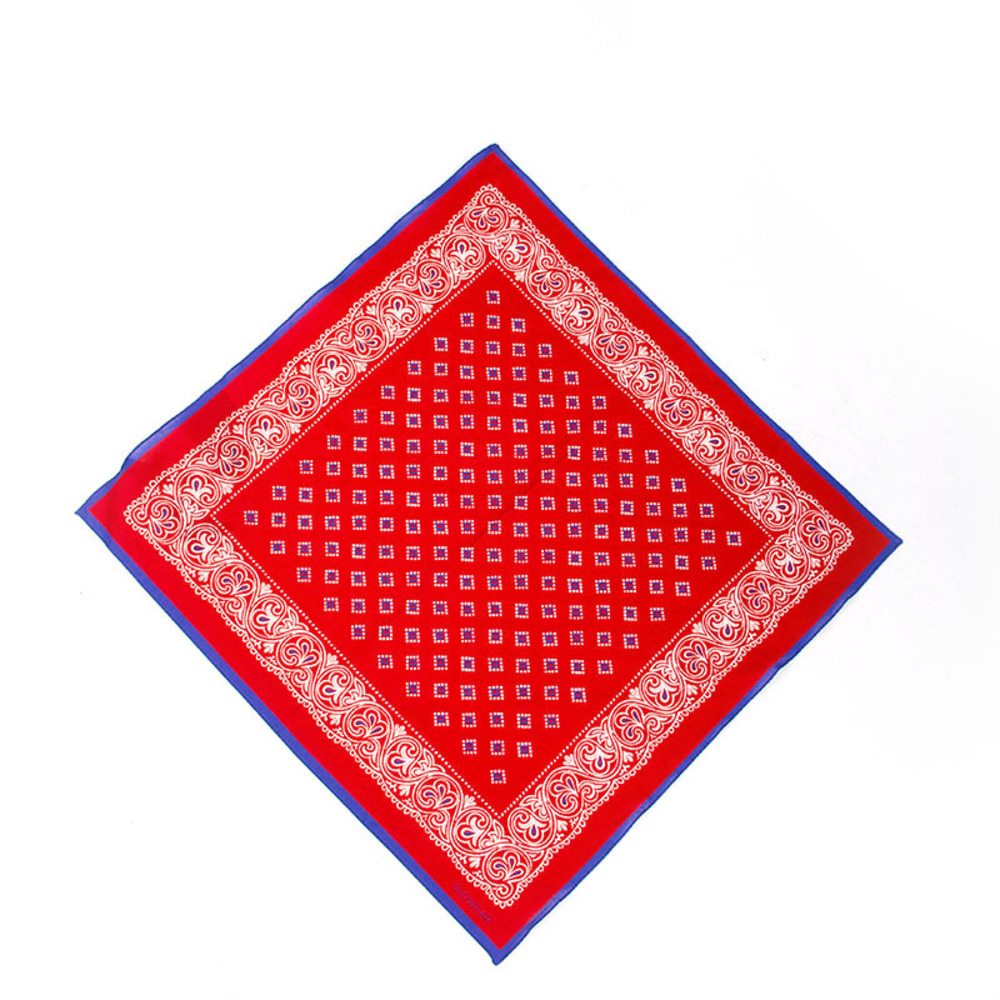 GLANSHIRT RED, WHITE & BLUE PAISLEY POCKET SQUARE | MENS SIZE 51X51